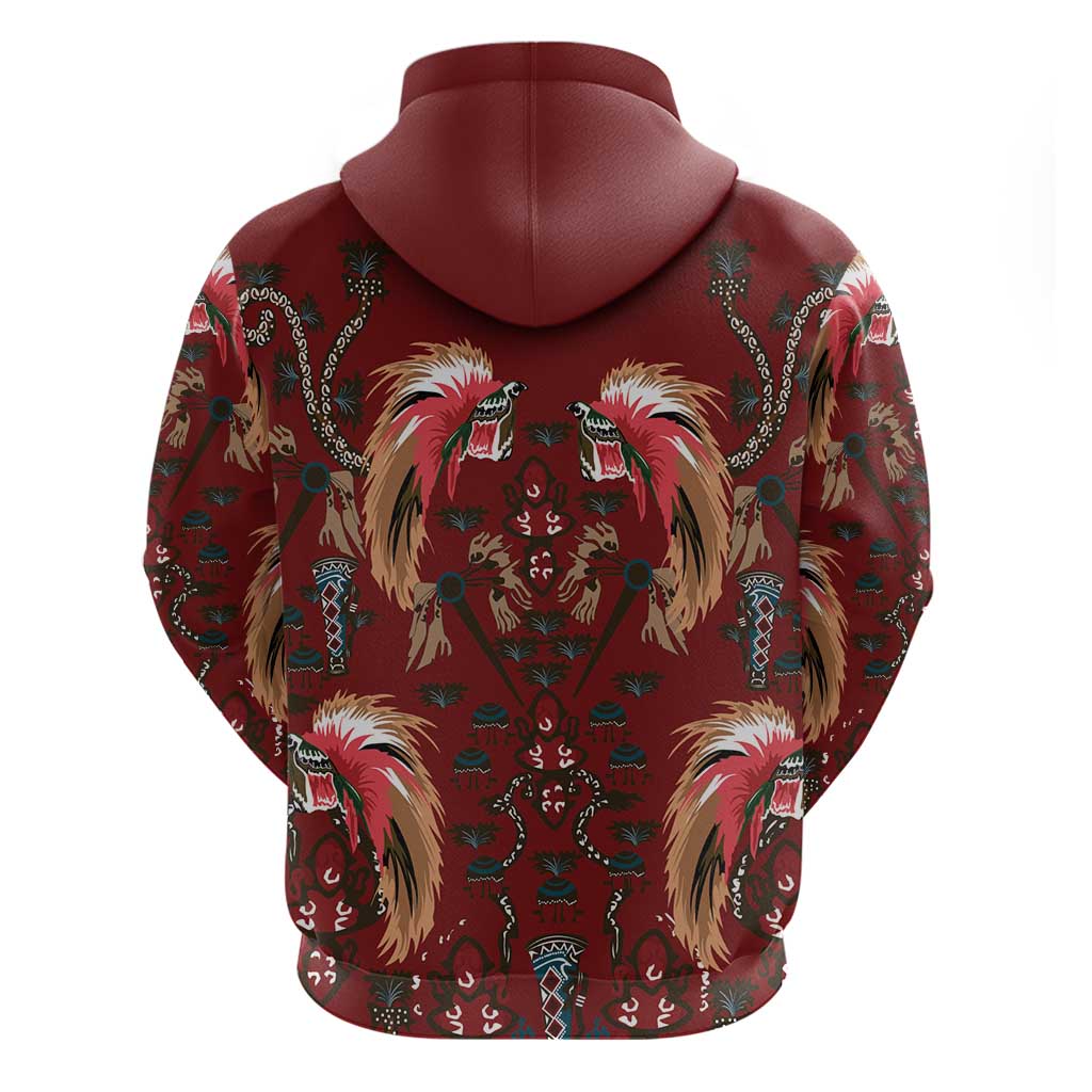 Oxblood Bird of Batik Papua Hoodie Exotic Natural Wealth of Papua LT9 - Polynesian Pride