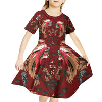 Oxblood Bird of Batik Papua Kid Short Sleeve Dress Exotic Natural Wealth of Papua LT9 - Polynesian Pride