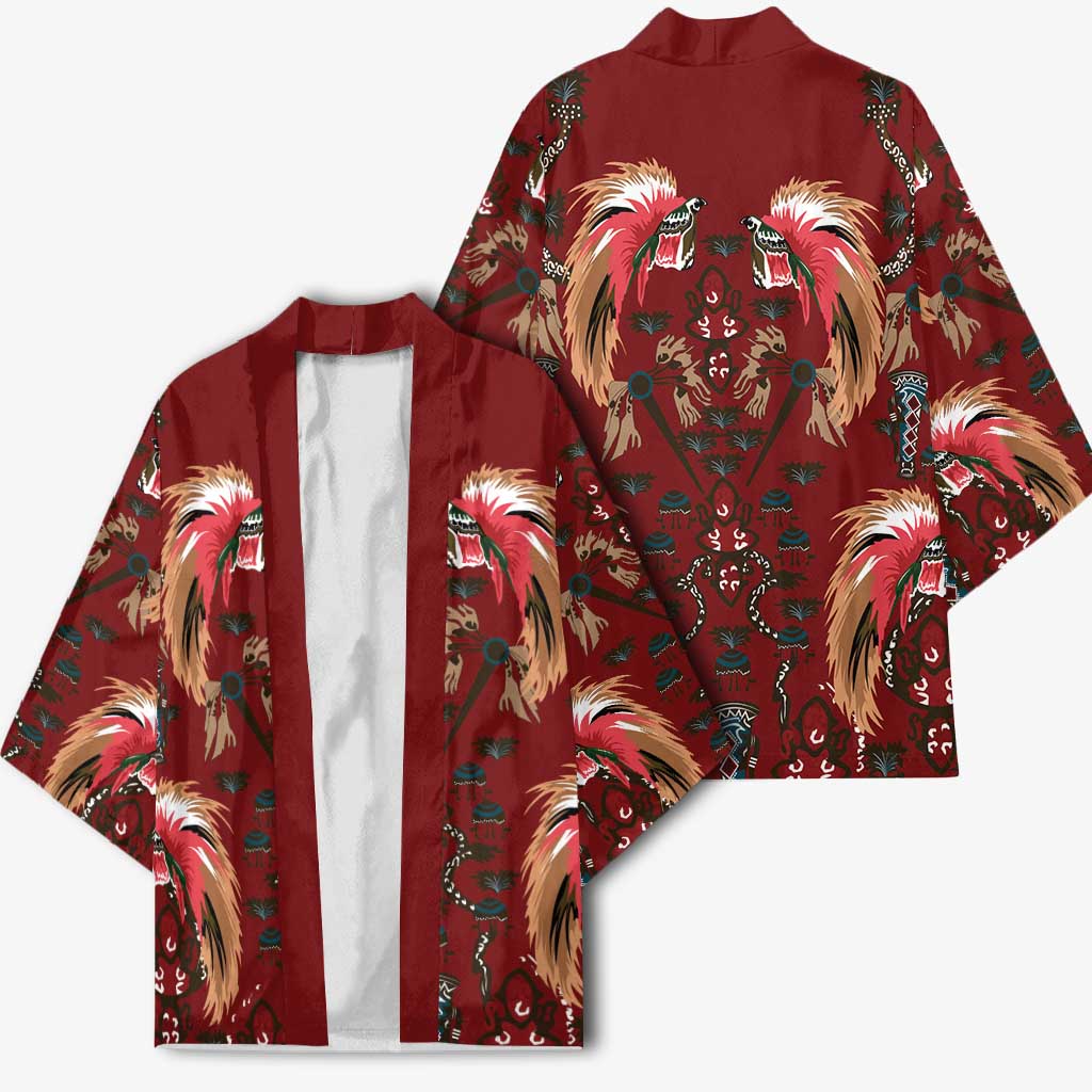 Oxblood Bird of Batik Papua Kimono Exotic Natural Wealth of Papua LT9 - Polynesian Pride