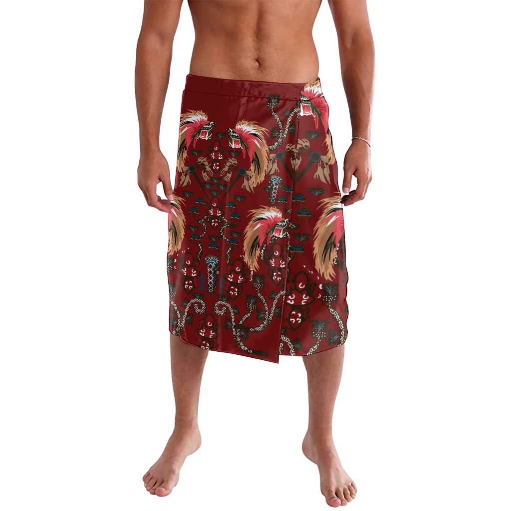 Oxblood Bird of Batik Papua Lavalava Exotic Natural Wealth of Papua LT9 Red - Polynesian Pride