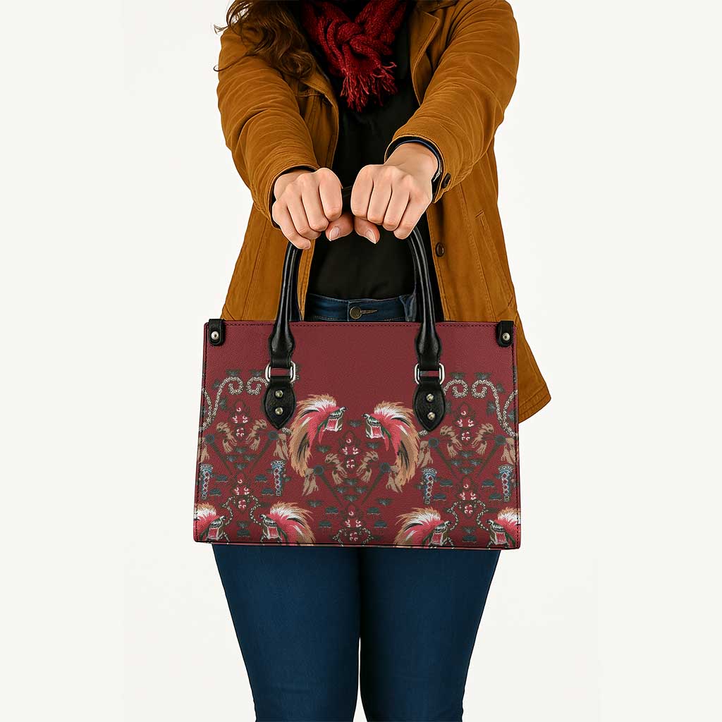 Oxblood Bird of Batik Papua Leather Bag Exotic Natural Wealth of Papua LT9 Red - Polynesian Pride
