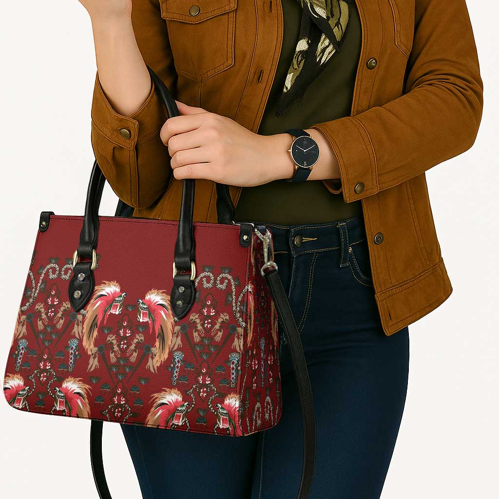 Oxblood Bird of Batik Papua Leather Bag Exotic Natural Wealth of Papua LT9 - Polynesian Pride