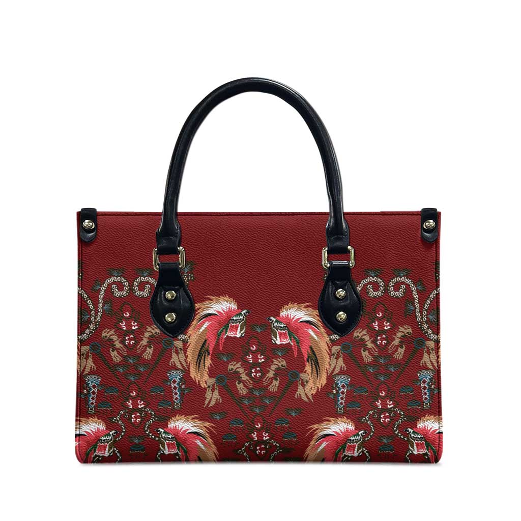 Oxblood Bird of Batik Papua Leather Bag Exotic Natural Wealth of Papua LT9 - Polynesian Pride