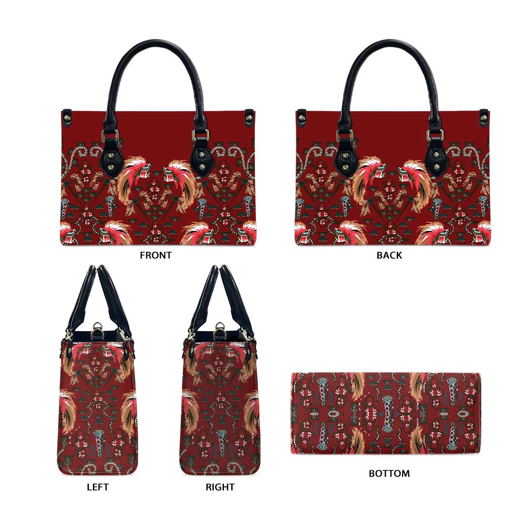 Oxblood Bird of Batik Papua Leather Bag Exotic Natural Wealth of Papua LT9 - Polynesian Pride