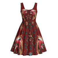 Oxblood Bird of Batik Papua Midi Dress Exotic Natural Wealth of Papua LT9 - Polynesian Pride