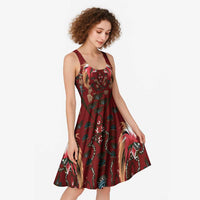 Oxblood Bird of Batik Papua Midi Dress Exotic Natural Wealth of Papua LT9 - Polynesian Pride