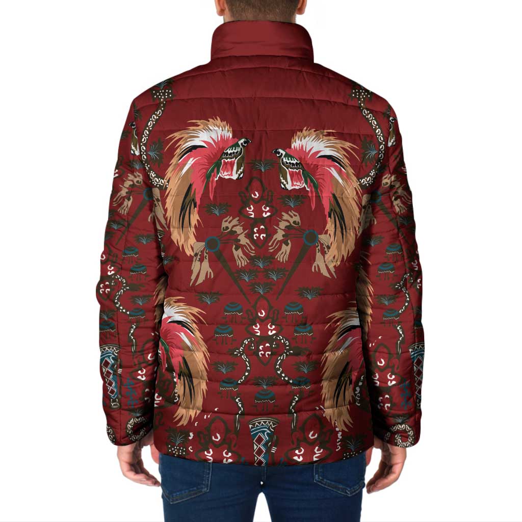 Oxblood Bird of Batik Papua Padded Jacket Exotic Natural Wealth of Papua LT9 - Polynesian Pride