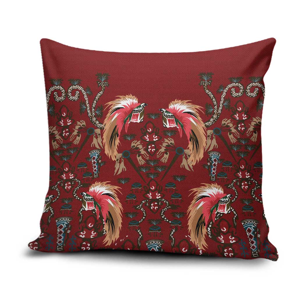Oxblood Bird of Batik Papua Pillow Cover Exotic Natural Wealth of Papua LT9 Red - Polynesian Pride