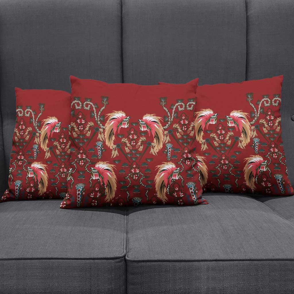 Oxblood Bird of Batik Papua Pillow Cover Exotic Natural Wealth of Papua LT9 - Polynesian Pride