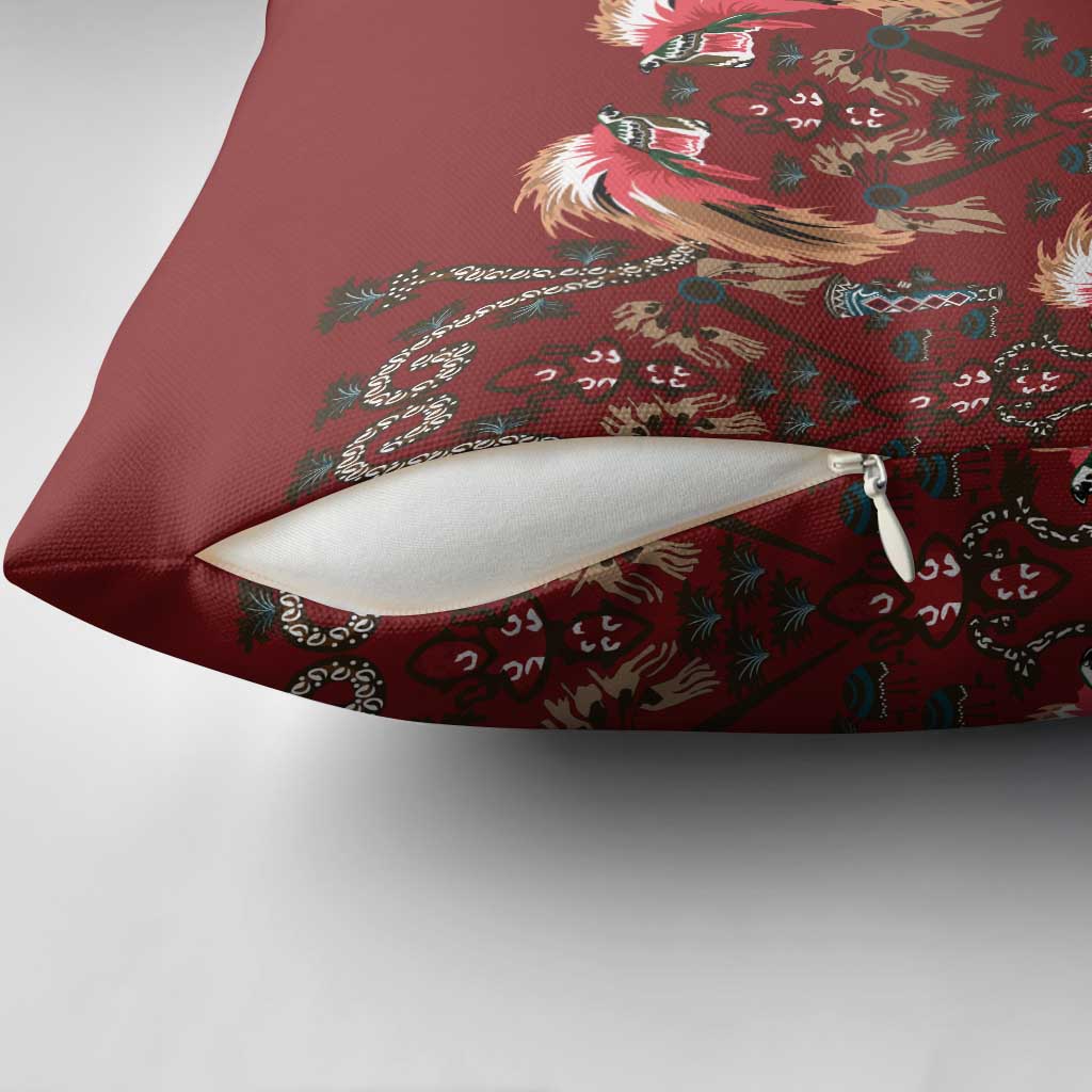 Oxblood Bird of Batik Papua Pillow Cover Exotic Natural Wealth of Papua LT9 - Polynesian Pride