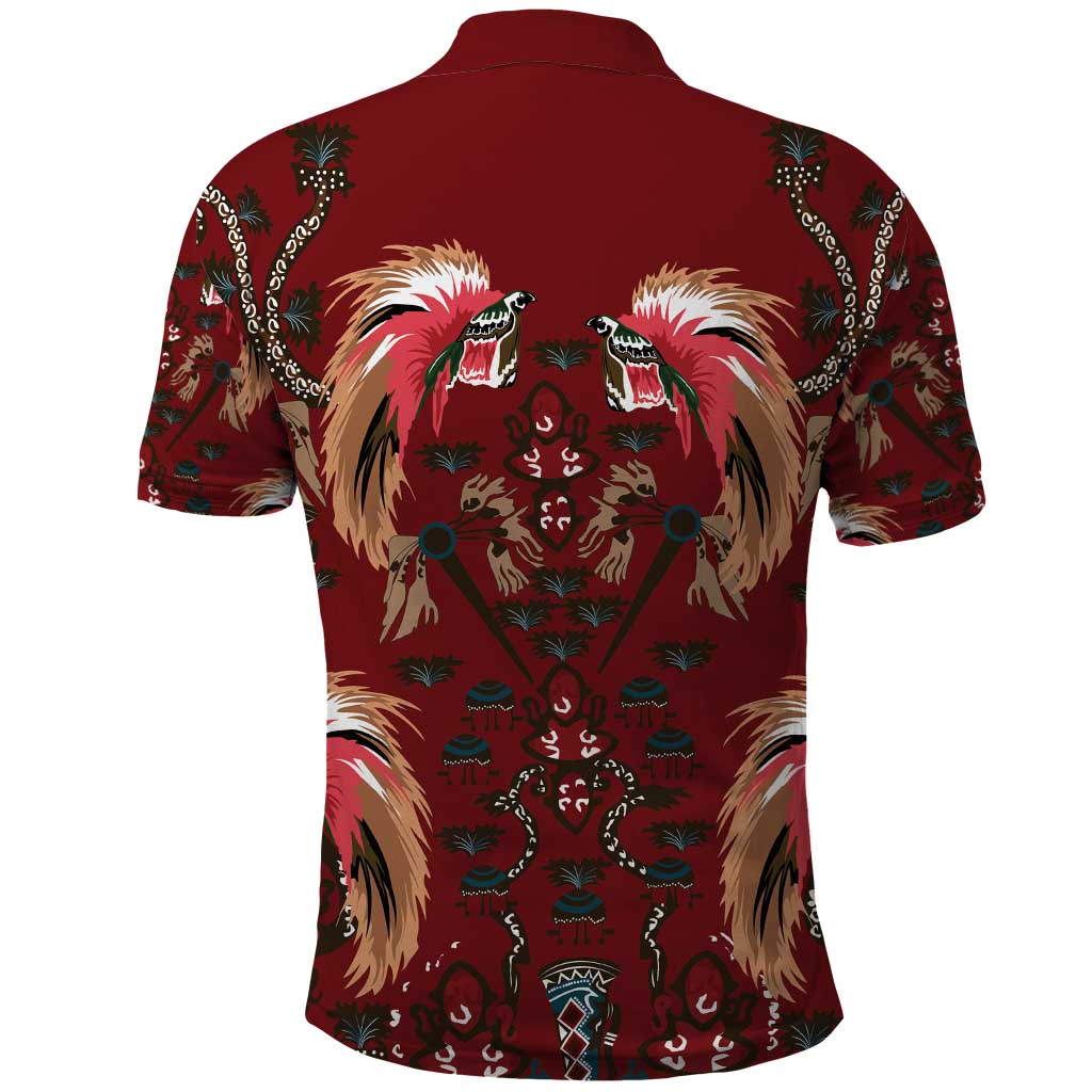 Oxblood Bird of Batik Papua Polo Shirt Exotic Natural Wealth of Papua LT9 - Polynesian Pride