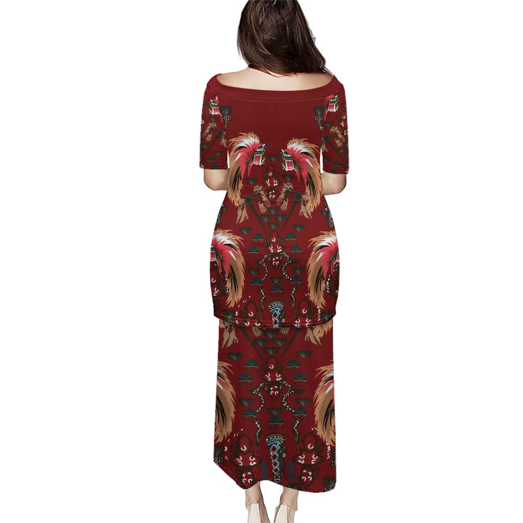 Oxblood Bird of Batik Papua Puletasi Exotic Natural Wealth of Papua LT9 - Polynesian Pride