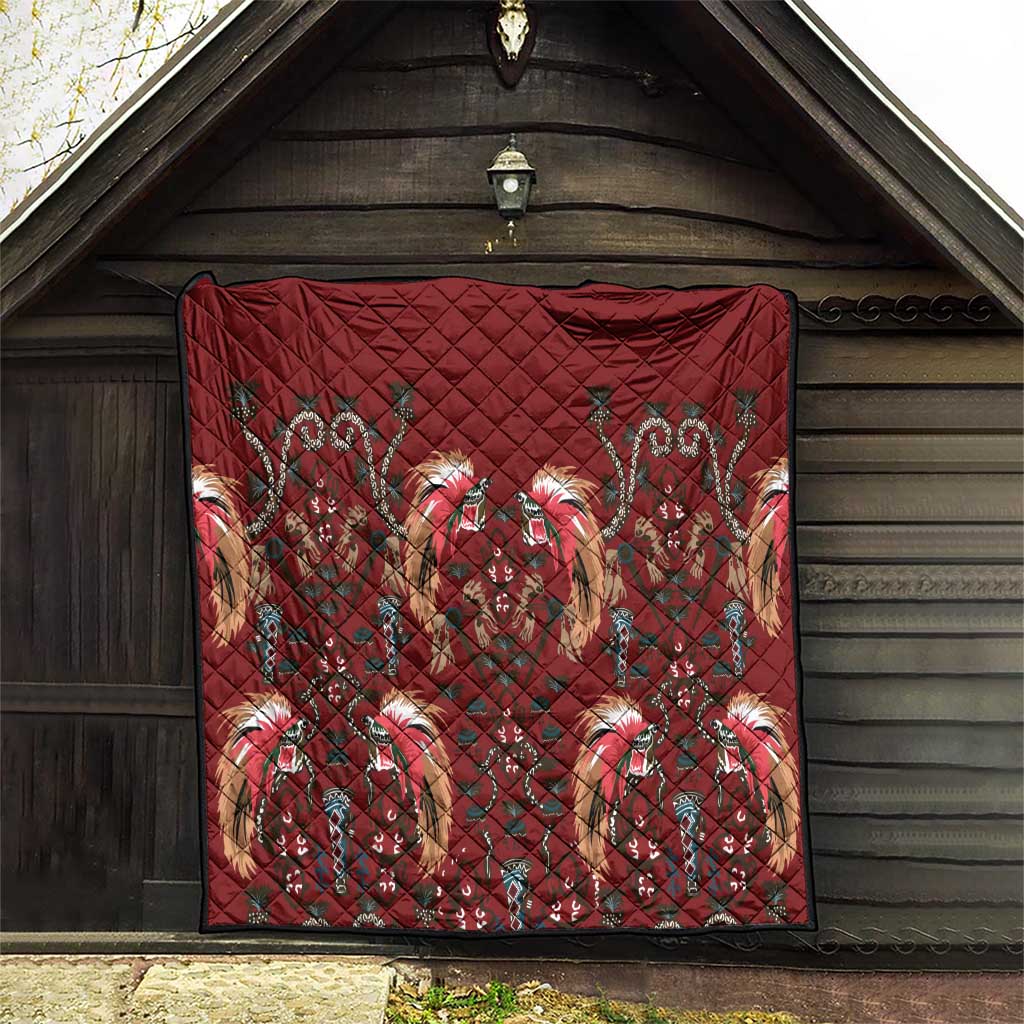 Oxblood Bird of Batik Papua Quilt Exotic Natural Wealth of Papua LT9 - Polynesian Pride