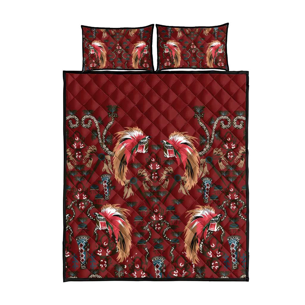 Oxblood Bird of Batik Papua Quilt Bed Set Exotic Natural Wealth of Papua LT9 - Polynesian Pride
