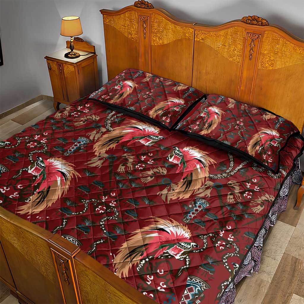 Oxblood Bird of Batik Papua Quilt Bed Set Exotic Natural Wealth of Papua LT9 - Polynesian Pride