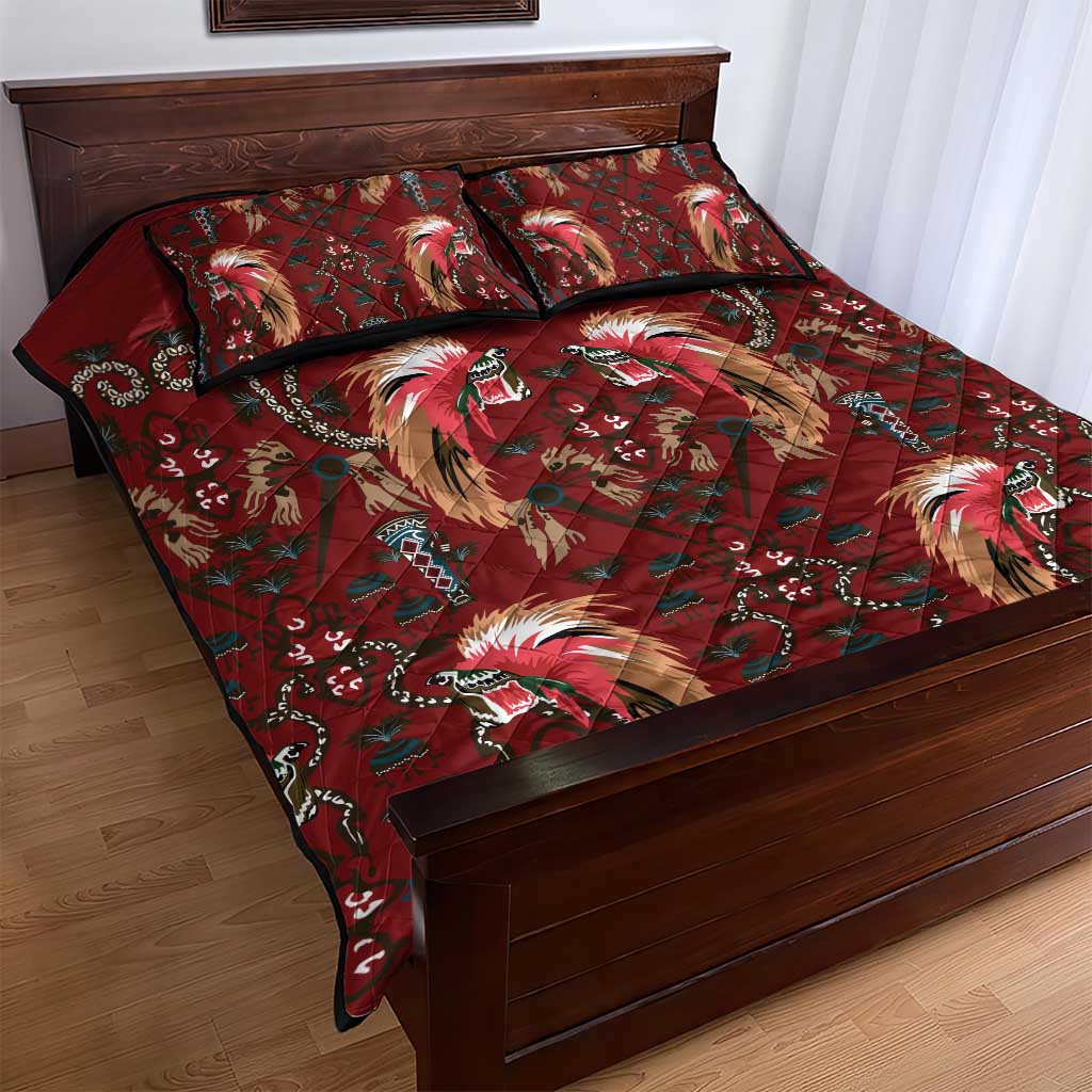 Oxblood Bird of Batik Papua Quilt Bed Set Exotic Natural Wealth of Papua LT9 - Polynesian Pride