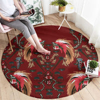 Oxblood Bird of Batik Papua Round Carpet Exotic Natural Wealth of Papua LT9 - Polynesian Pride