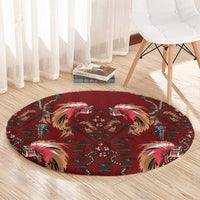 Oxblood Bird of Batik Papua Round Carpet Exotic Natural Wealth of Papua LT9 - Polynesian Pride