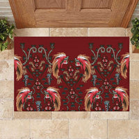 Oxblood Bird of Batik Papua Rubber Doormat Exotic Natural Wealth of Papua LT9 Red - Polynesian Pride