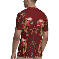 Oxblood Bird of Batik Papua Rugby Jersey Exotic Natural Wealth of Papua LT9 - Polynesian Pride