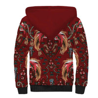 Oxblood Bird of Batik Papua Sherpa Hoodie Exotic Natural Wealth of Papua LT9 - Polynesian Pride