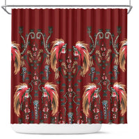 Oxblood Bird of Batik Papua Shower Curtain Exotic Natural Wealth of Papua LT9 Red - Polynesian Pride