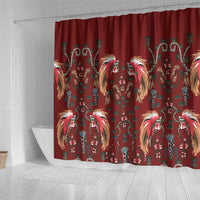 Oxblood Bird of Batik Papua Shower Curtain Exotic Natural Wealth of Papua LT9 - Polynesian Pride