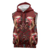 Oxblood Bird of Batik Papua Sleeveless Hoodie Exotic Natural Wealth of Papua LT9 Red - Polynesian Pride