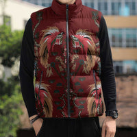 Oxblood Bird of Batik Papua Sleeveless Puffer Jacket Exotic Natural Wealth of Papua LT9 - Polynesian Pride