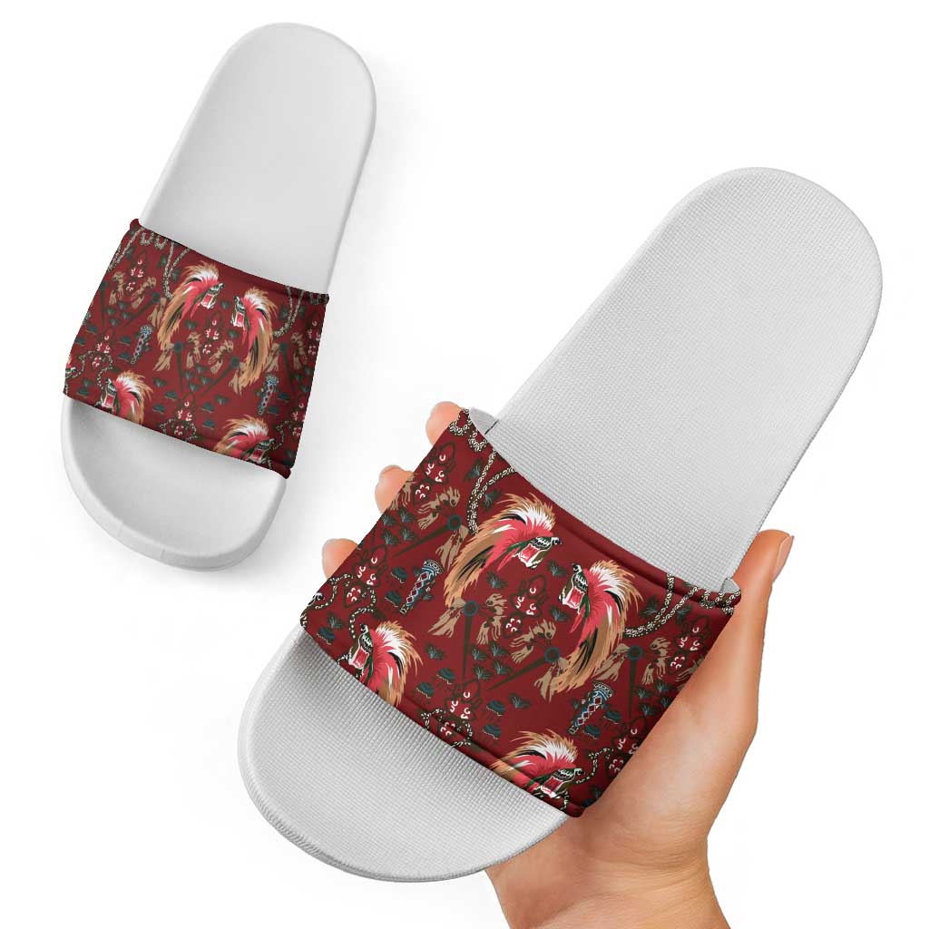 Oxblood Bird of Batik Papua Slide Sandals Exotic Natural Wealth of Papua LT9 - Polynesian Pride