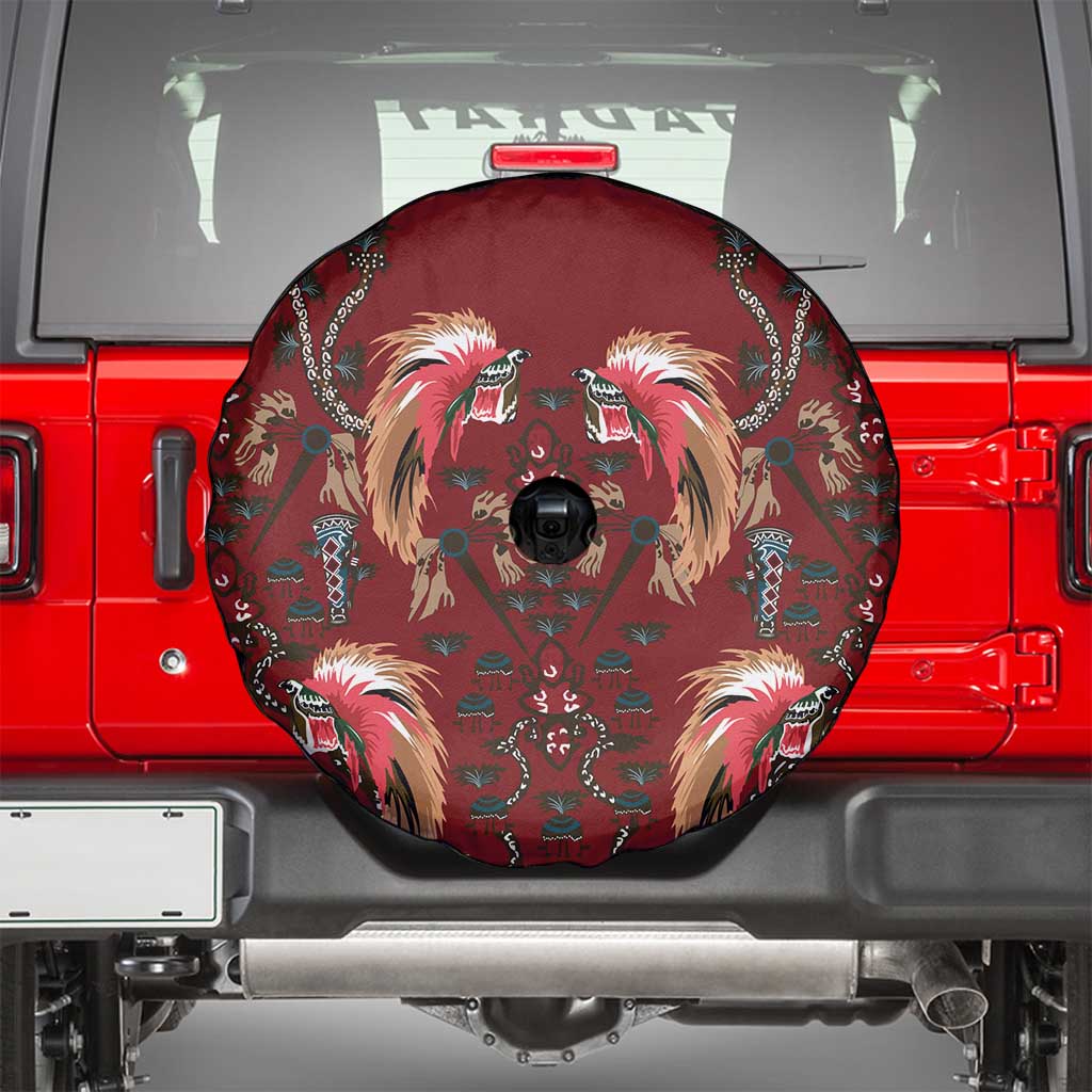 Oxblood Bird of Batik Papua Spare Tire Cover Exotic Natural Wealth of Papua LT9 - Polynesian Pride