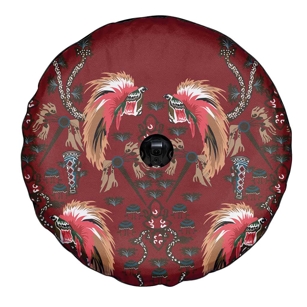 Oxblood Bird of Batik Papua Spare Tire Cover Exotic Natural Wealth of Papua LT9 - Polynesian Pride