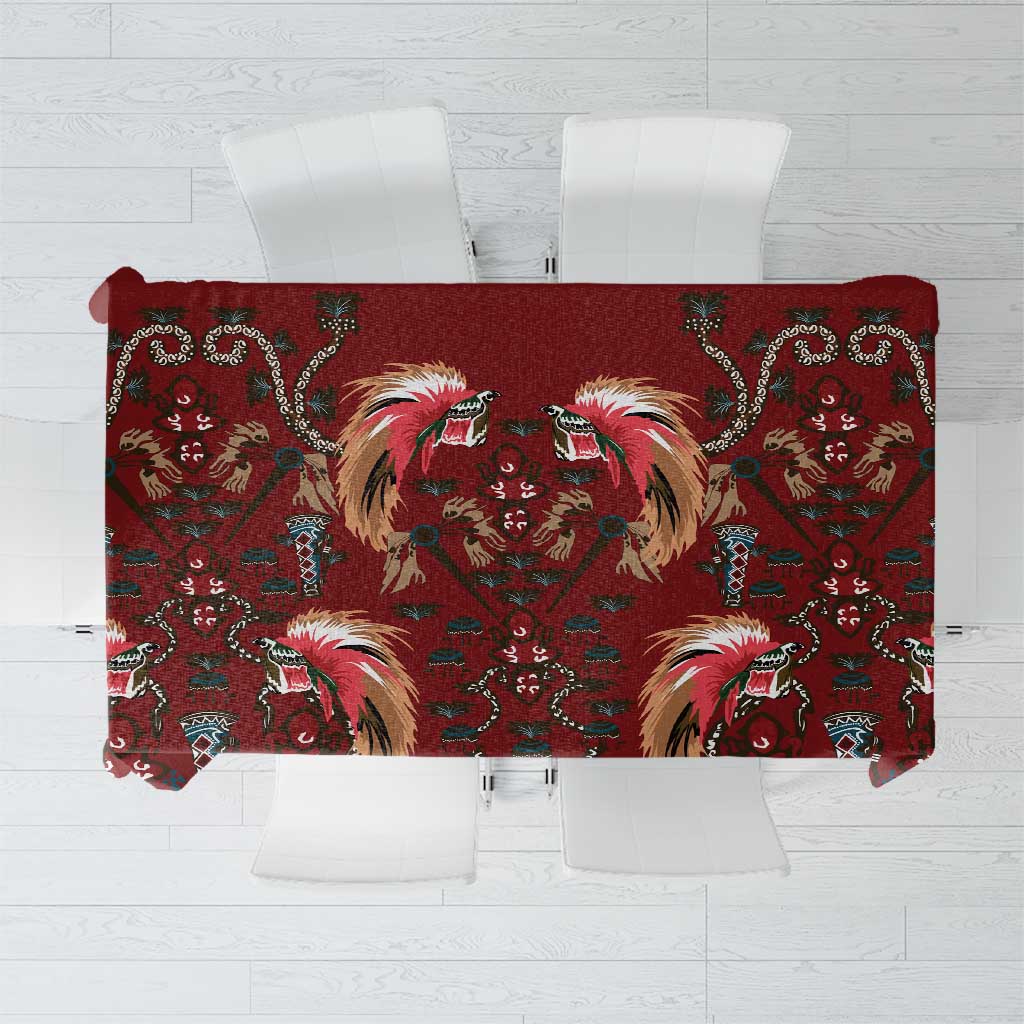 Oxblood Bird of Batik Papua Tablecloth Exotic Natural Wealth of Papua LT9 Red - Polynesian Pride