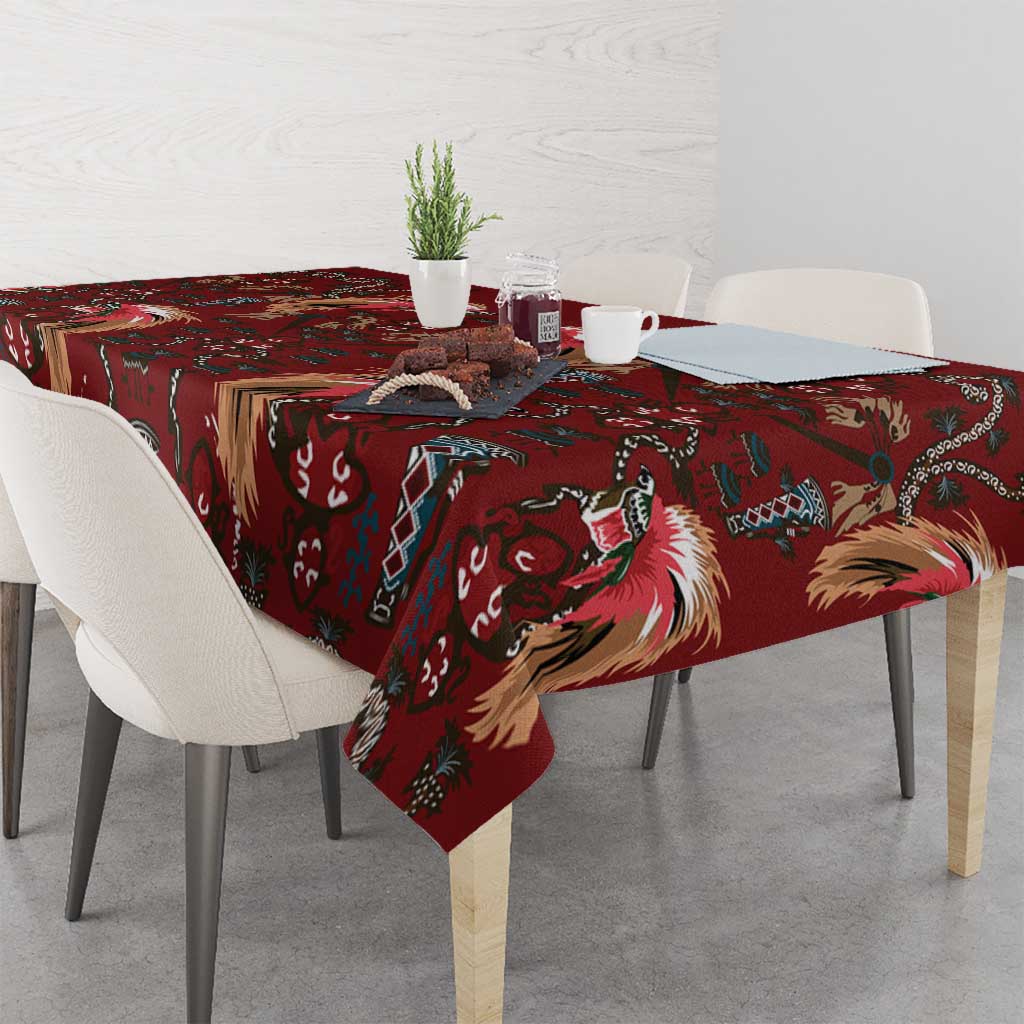 Oxblood Bird of Batik Papua Tablecloth Exotic Natural Wealth of Papua LT9 - Polynesian Pride