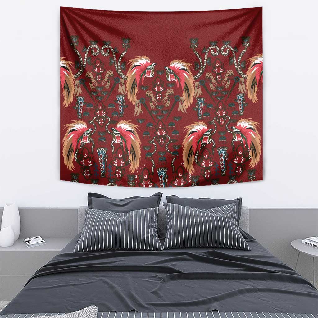 Oxblood Bird of Batik Papua Tapestry Exotic Natural Wealth of Papua LT9 - Polynesian Pride