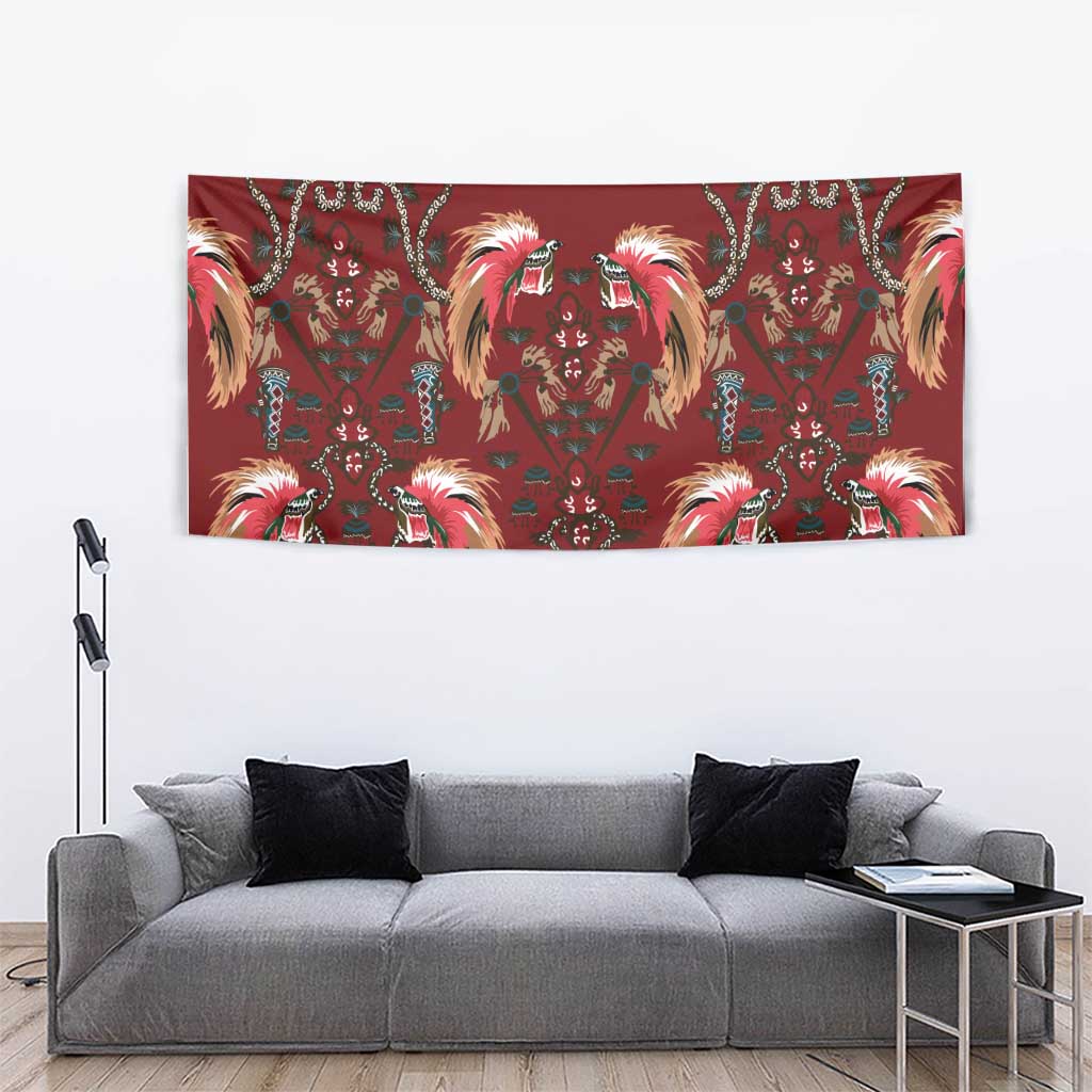 Oxblood Bird of Batik Papua Tapestry Exotic Natural Wealth of Papua LT9 - Polynesian Pride
