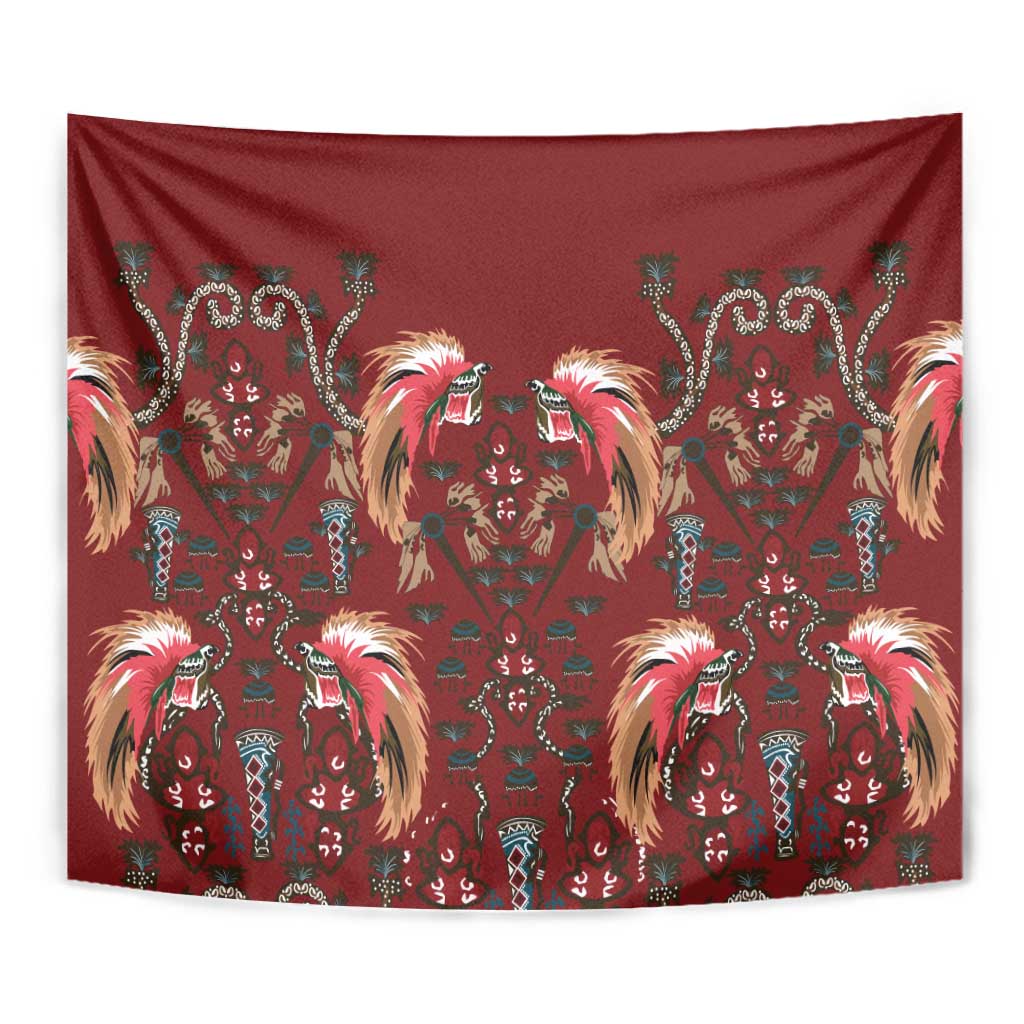 Oxblood Bird of Batik Papua Tapestry Exotic Natural Wealth of Papua LT9 - Polynesian Pride