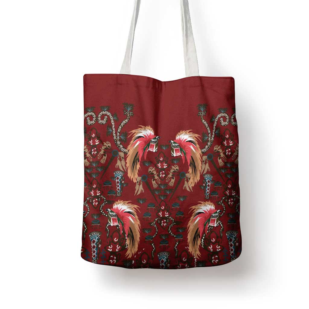 Oxblood Bird of Batik Papua Tote Bag Exotic Natural Wealth of Papua LT9 - Polynesian Pride