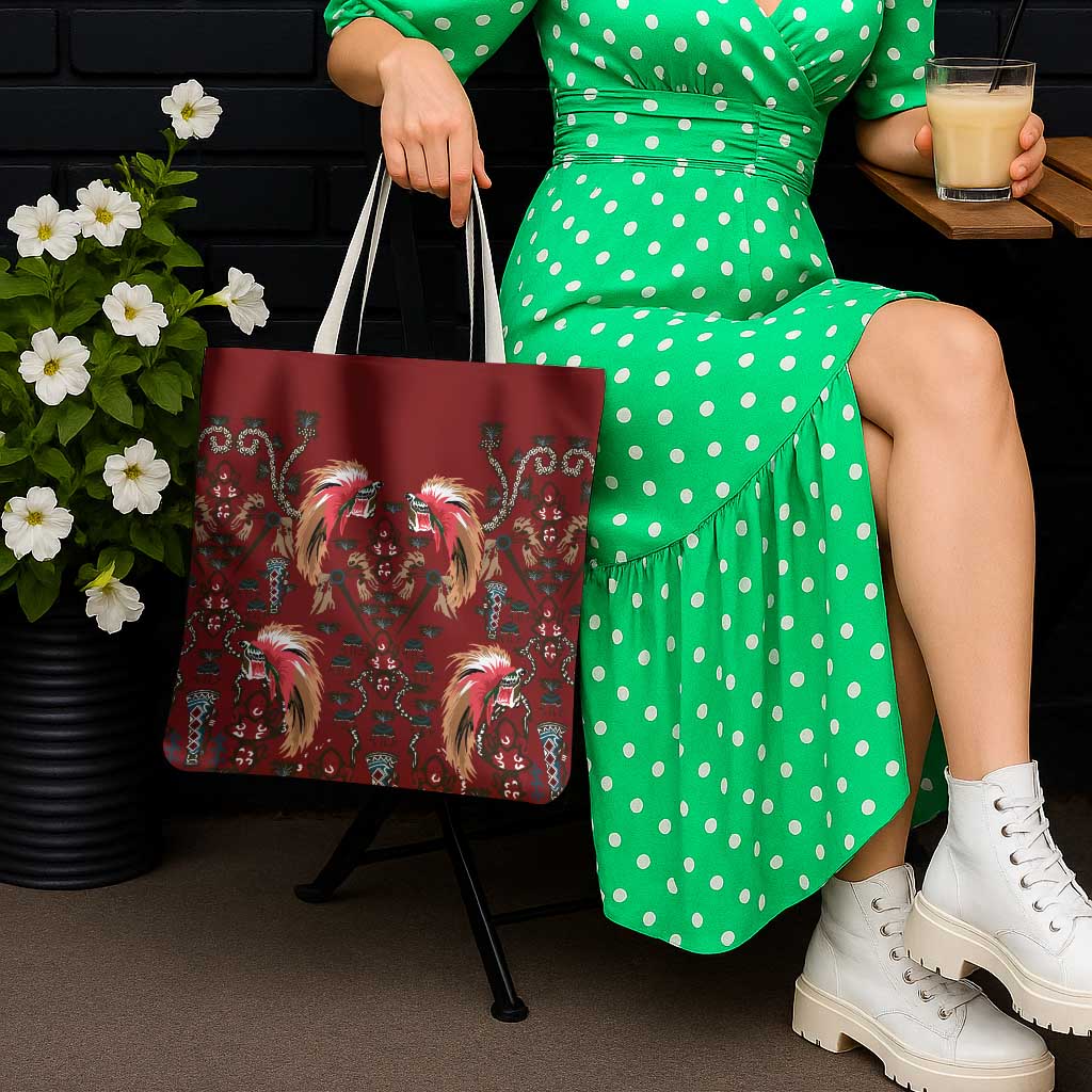 Oxblood Bird of Batik Papua Tote Bag Exotic Natural Wealth of Papua LT9 - Polynesian Pride