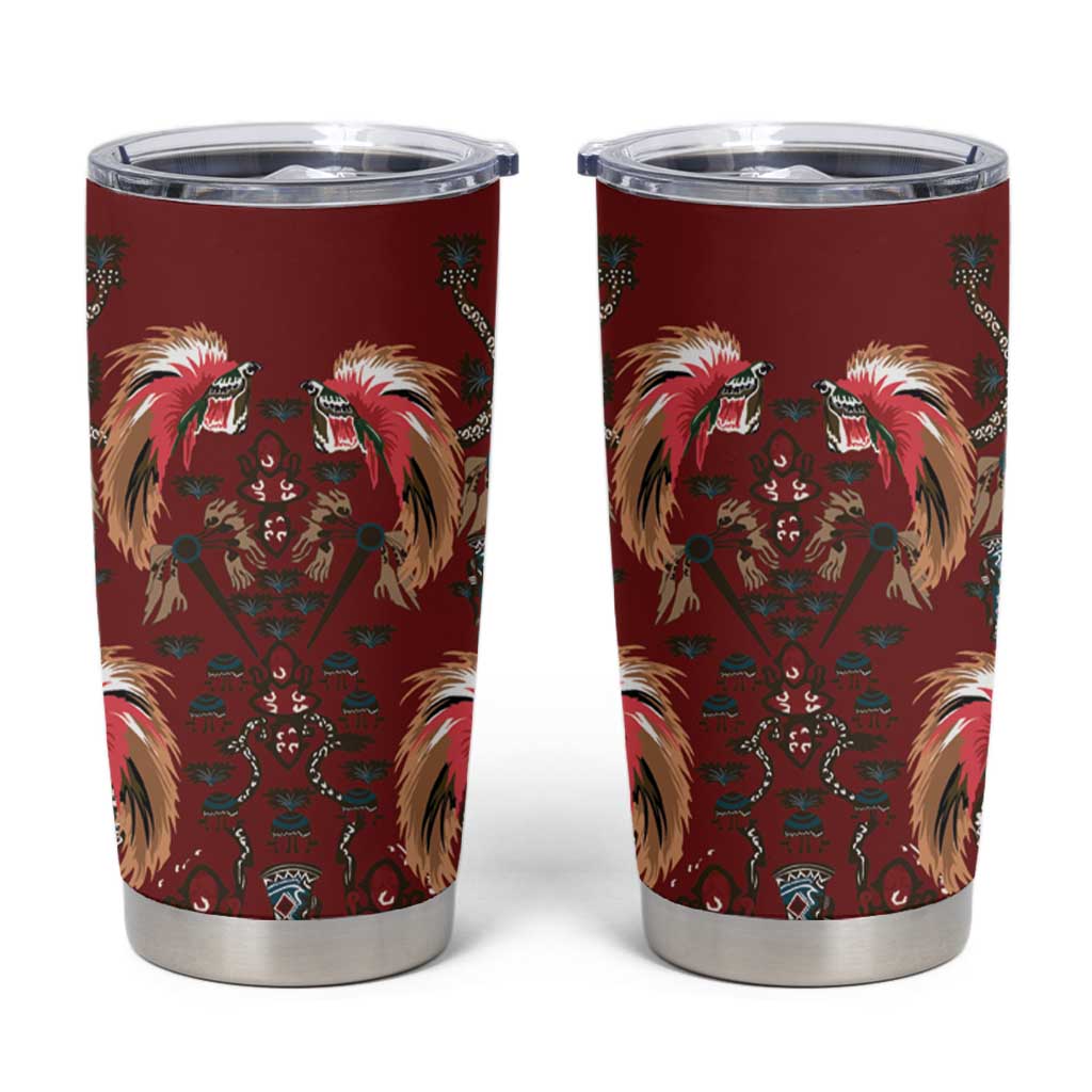 Oxblood Bird of Batik Papua Tumbler Cup Exotic Natural Wealth of Papua LT9 Red - Polynesian Pride