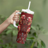 Oxblood Bird of Batik Papua Tumbler With Handle Exotic Natural Wealth of Papua LT9 - Polynesian Pride