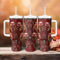 Oxblood Bird of Batik Papua Tumbler With Handle Exotic Natural Wealth of Papua LT9 - Polynesian Pride