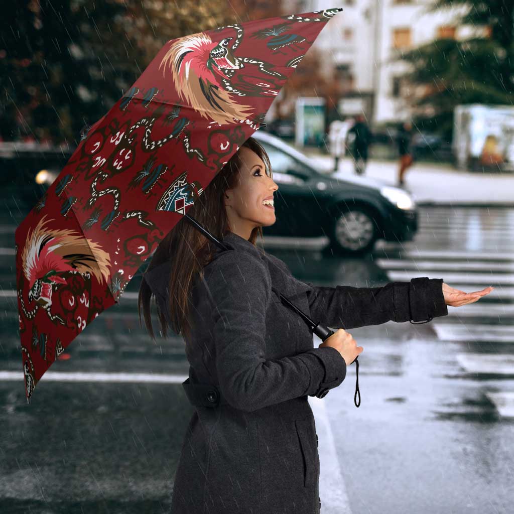 Oxblood Bird of Batik Papua Umbrella Exotic Natural Wealth of Papua LT9 - Polynesian Pride