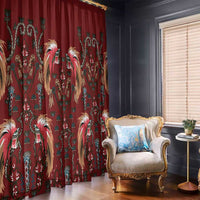 Oxblood Bird of Batik Papua Window Curtain Exotic Natural Wealth of Papua LT9 - Polynesian Pride