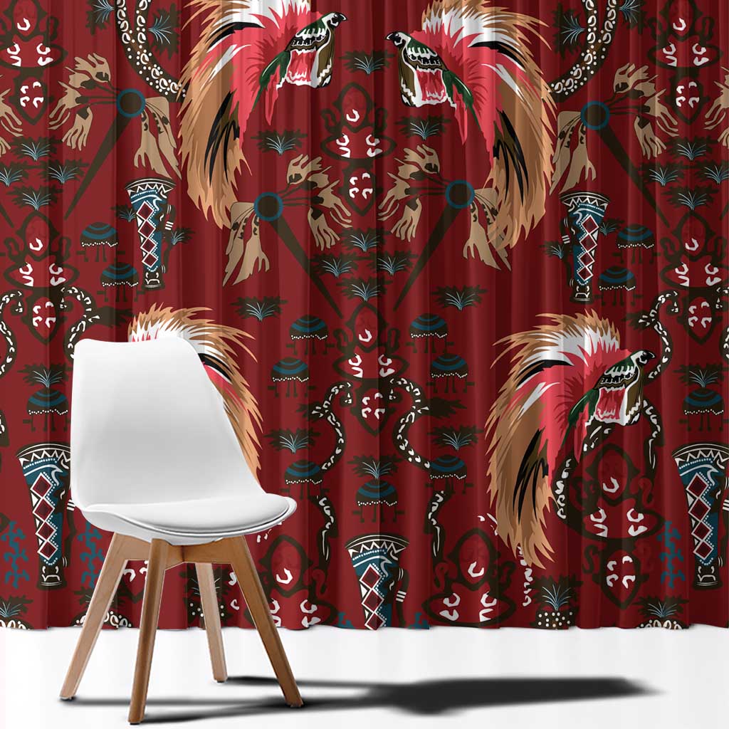 Oxblood Bird of Batik Papua Window Curtain Exotic Natural Wealth of Papua LT9 - Polynesian Pride