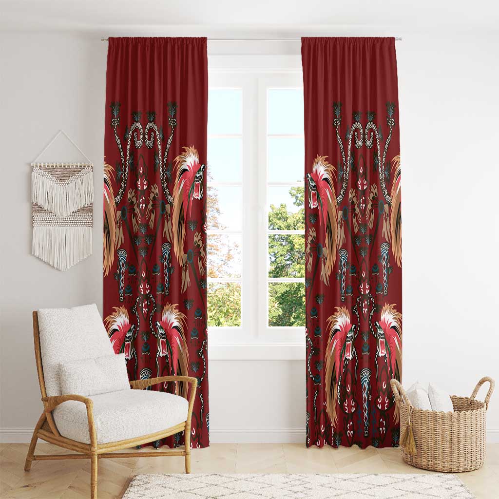 Oxblood Bird of Batik Papua Window Curtain Exotic Natural Wealth of Papua LT9 - Polynesian Pride