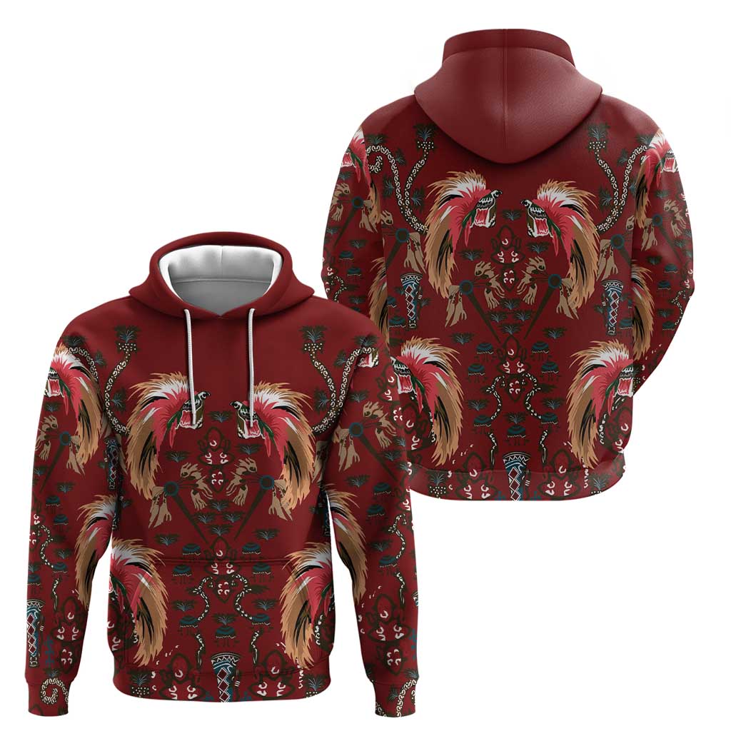Oxblood Bird of Batik Papua Zip Hoodie Exotic Natural Wealth of Papua LT9 - Polynesian Pride
