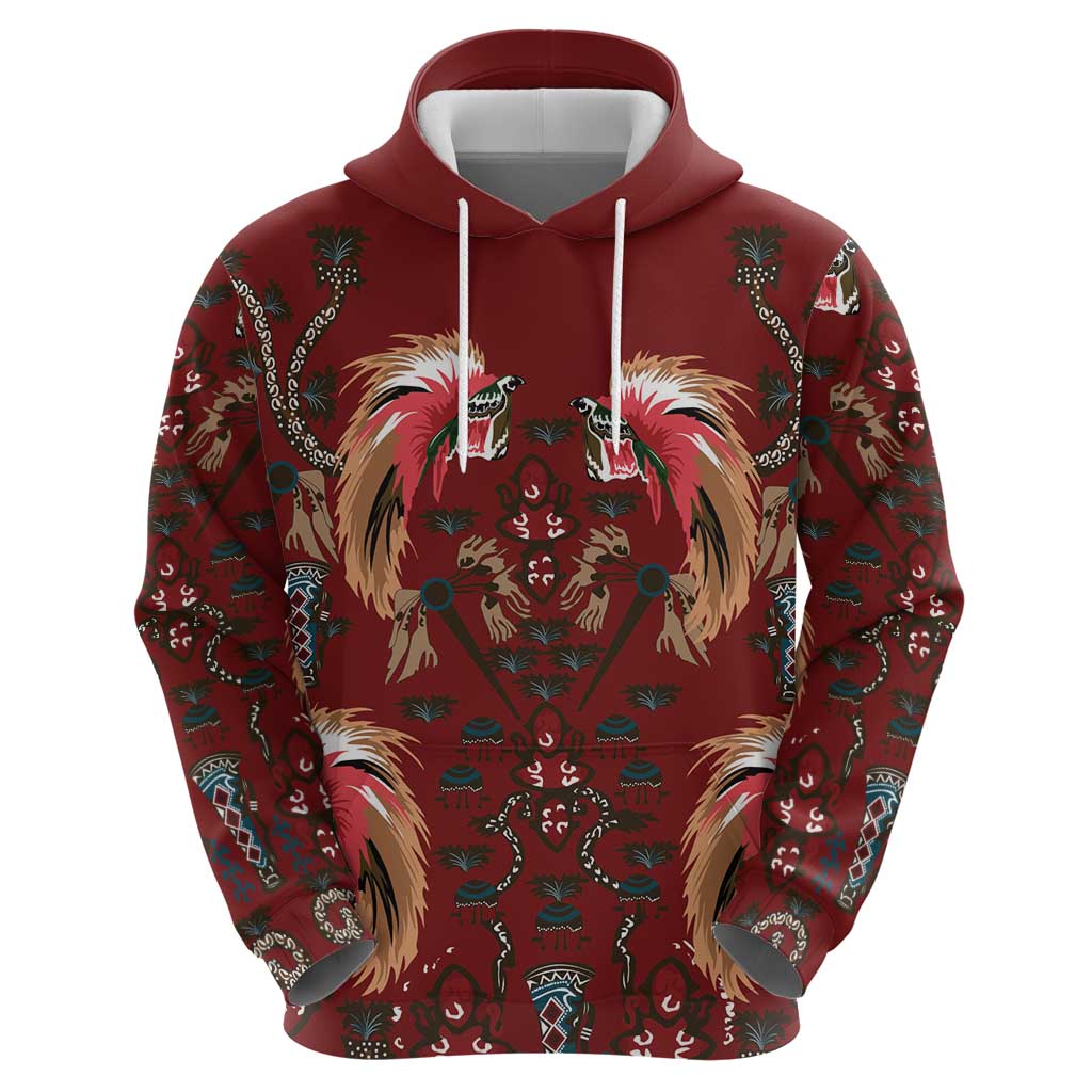 Oxblood Bird of Batik Papua Zip Hoodie Exotic Natural Wealth of Papua LT9 - Polynesian Pride