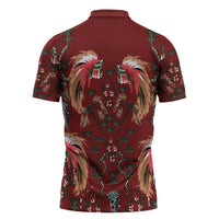 Oxblood Bird of Batik Papua Zipper Polo Shirt Exotic Natural Wealth of Papua LT9 - Polynesian Pride