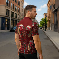 Oxblood Bird of Batik Papua Zipper Polo Shirt Exotic Natural Wealth of Papua LT9 - Polynesian Pride
